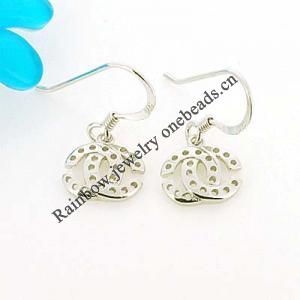 Sterling Silver Earrings platina plating, 20x10mm, Sold by Pair