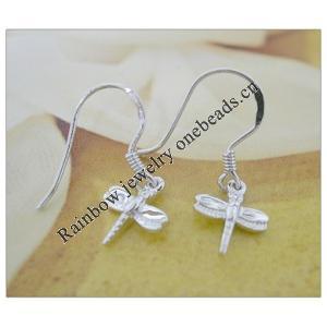 Sterling Silver Earrings platina plating, 25x9mm, Sold by Pair