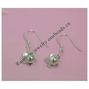 Sterling Silver Earrings platina plating, 26x10mm, Sold by Pair