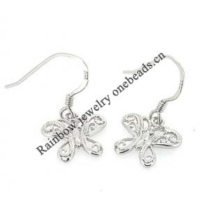 Sterling Silver Earrings platina plating, 20x12.5mm, Sold by Pair