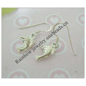 Sterling Silver Earrings platina plating, 26x8.8mm, Sold by Pair