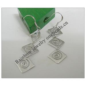 Sterling Silver Earrings platina plating, 38x11mm, Sold by Pair