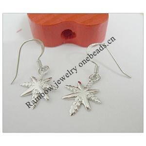 Sterling Silver Earrings platina plating, 30x13mm, Sold by Pair