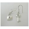 Sterling Silver Earrings platina plating, 22x7mm, Sold by Pair