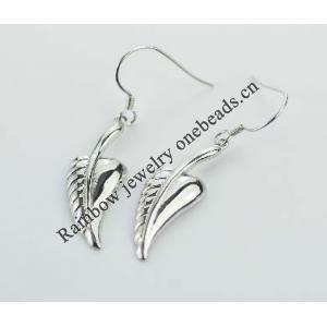 Sterling Silver Earrings platina plating, 34x10mm, Sold by Pair