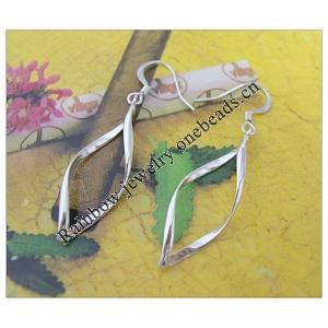 Sterling Silver Earrings platina plating, 50x12.5mm, Sold by Pair