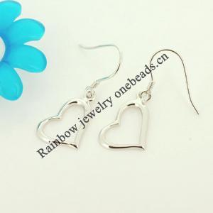 Sterling Silver Earrings platina plating, 38x15mm, Sold by Pair