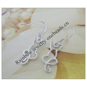 Sterling Silver Earrings platina plating, 23.5x9.5mm, Sold by Pair