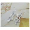 Sterling Silver Earrings platina plating, 23.5x9.5mm, Sold by Pair