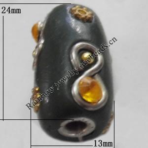 Indonesia Beads Handmade, Column 24x13mm, Hole:Approx 3mm, Sold by PC
