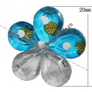 Inner Painted Acrylic Beads, Flower 20mm Hole:1mm, Sold by Bag