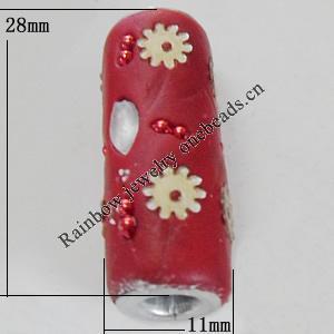 Indonesia Beads Handmade, Column 28x11mm, Hole:Approx 4mm, Sold by PC