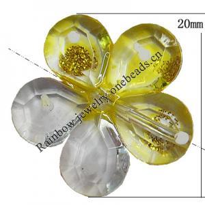 Inner Painted Acrylic Beads, Flower 20mm Hole:1mm, Sold by Bag