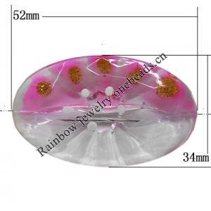 Inner Painted Acrylic Beads, Flat Oval 53x24mm Hole:4mm, Sold by Bag