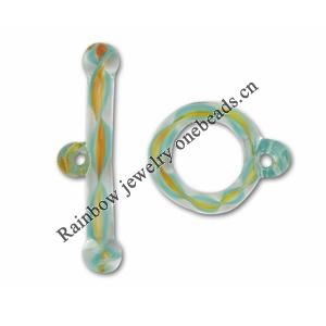 Borosilicate Glass Toggle Clasp, Loop23-30mm,Bar36-49, Sold by PC