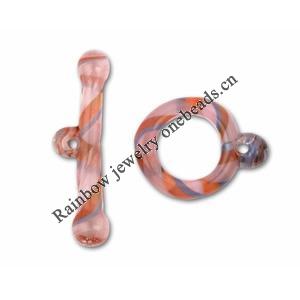 Borosilicate Glass Toggle Clasp, Loop23-30mm,Bar36-49, Sold by PC