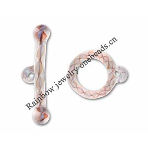 Borosilicate Glass Toggle Clasp, Loop23-30mm,Bar36-49, Sold by PC