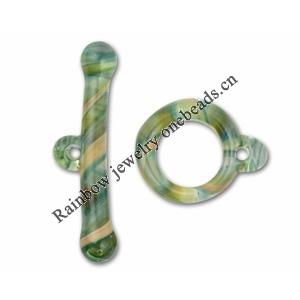 Borosilicate Glass Toggle Clasp, Loop23-30mm,Bar36-49, Sold by PC