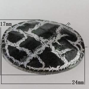Crackle Acrlylic Beads, Flat Oval 24x17mm, Hole:2mm, Sold by Bag