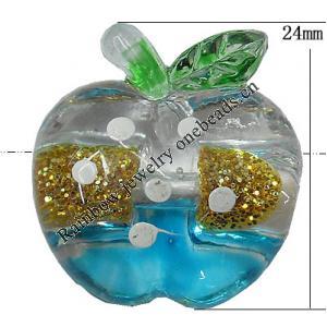 Inner Painted Acrylic Beads, Apple 24mm Hole:3mm, Sold by Bag