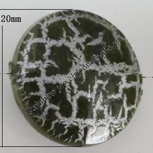 Crackle Acrlylic Beads, Flat Round 20mm, Hole:1mm, Sold by Bag
