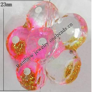 Inner Painted Acrylic Beads, Flower 23mm Hole:1.5mm, Sold by Bag