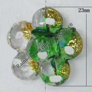 Inner Painted Acrylic Beads, Flower 23mm Hole:1.5mm, Sold by Bag