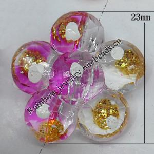 Inner Painted Acrylic Beads, Flower 23mm Hole:1.5mm, Sold by Bag