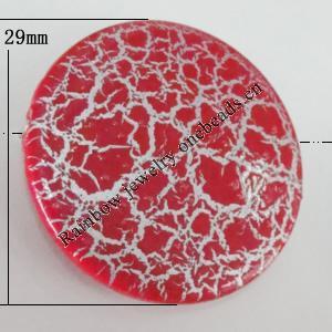 Crackle Acrlylic Beads, Flat Round 29mm, Hole:1mm, Sold by Bag