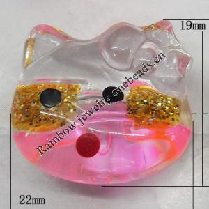 Inner Painted Acrylic Beads, Animal Head 22x19mm Hole:2.5mm, Sold by Bag