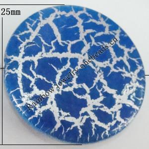 Crackle Acrlylic Beads, Flat Round 25mm, Hole:1mm, Sold by Bag