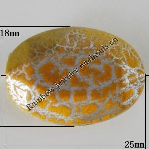 Crackle Acrlylic Beads, Flat Oval 25x18mm, Hole:1mm, Sold by Bag