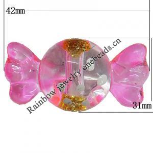 Inner Painted Acrylic Beads, 42x31mm Hole:3.5mm, Sold by Bag