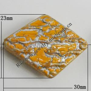 Crackle Acrlylic Beads, Diamond 30x23mm, Hole:1mm, Sold by Bag