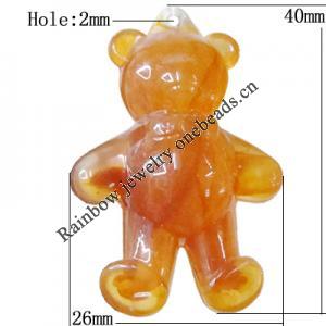 Imitate Gemstone Acrylic Pendant, Bear 40x26mm Hole:2mm, Sold by Bag