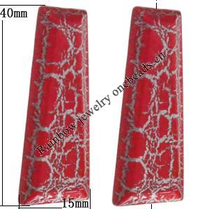 Crackle Acrlylic Beads, Trapezium 40x15mm, Hole:1.5mm, Sold by Bag