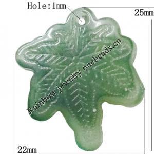 Imitate Gemstone Acrylic Pendant, Leaf 25x22mm Hole:1mm, Sold by Bag