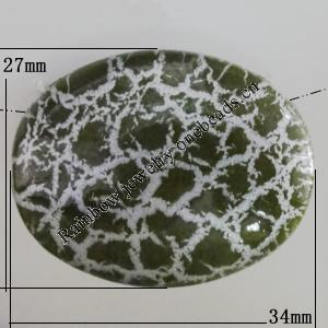 Crackle Acrlylic Beads, Flat Oval 34x27mm, Hole:1.5mm, Sold by Bag