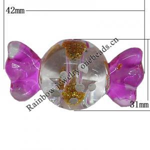 Inner Painted Acrylic Beads, 42x31mm Hole:3.5mm, Sold by Bag