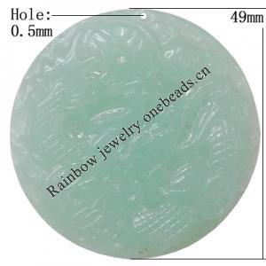 ImiImitate Gemstone Acrylic Pendant, Flat Round 49mm Hole:0.5mm, Sold by Bag