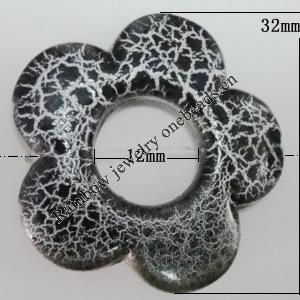 Crackle Acrlylic Beads, Hollow Flower 32mm,12mm, Hole:1.5mm, Sold by Bag