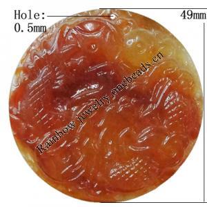 Imitate Gemstone Acrylic Pendant, Flat Round 49mm Hole:0.5mm, Sold by Bag