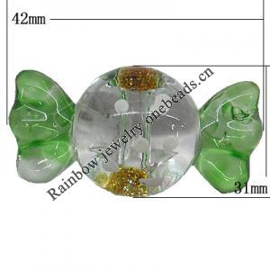 Inner Painted Acrylic Beads, 42x31mm Hole:3.5mm, Sold by Bag