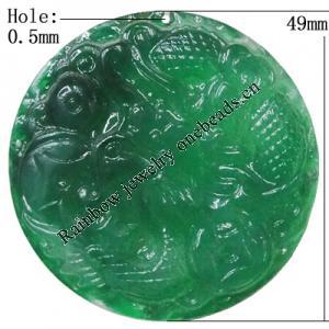 Imitate Gemstone Acrylic Pendant, Flat Round 49mm Hole:0.5mm, Sold by Bag