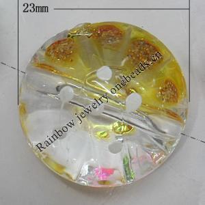 Inner Painted Acrylic Beads, Flat Round 23mm Hole:2mm, Sold by Bag