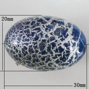 Crackle Acrlylic Beads, Oval 30x20mm, Hole:1.5mm, Sold by Bag