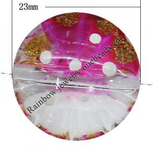 Inner Painted Acrylic Beads, Flat Round 23mm Hole:2mm, Sold by Bag