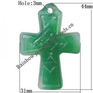 Imitate Gemstone Acrylic Pendant, Cross 44x31mm Hole:3mm, Sold by Bag