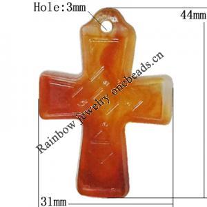 Imitate Gemstone Acrylic Pendant, Cross 44x31mm Hole:3mm, Sold by Bag