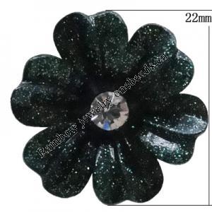 Resin Cabochons, No Hole Headwear & Costume Accessory, Flower with Acrylic Zircon 22mm, Sold by Bag